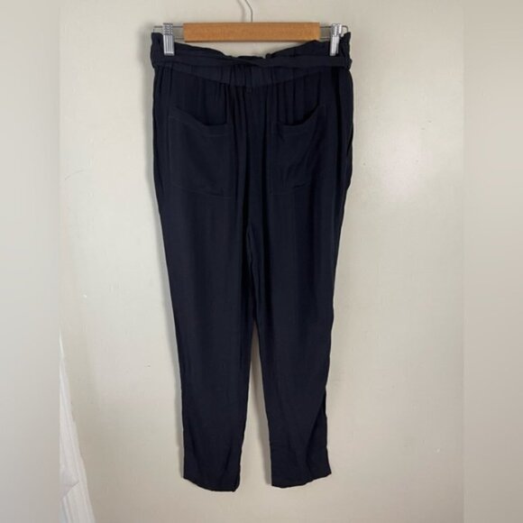 Womens Anthropologie Cartonnier Black Paperbag Tapered Leg Crepe Pants pockets - Picture 4 of 13